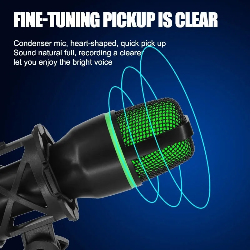 Professional Condenser Microphone USB & 3.5mm Dual Interface for Pc Laptop Streaming Gaming Youtube Podcasts Vocals