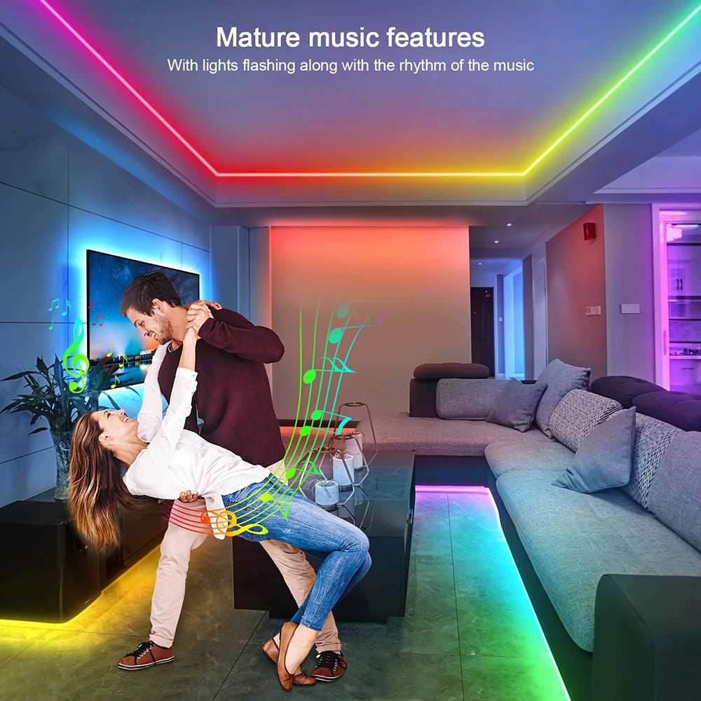 Led Lights for TV APP Control Music Sync RGBIC Rainbow Chasing Effect Led Strip Lights for TV Home Bedroom Gaming Decor Led Tape