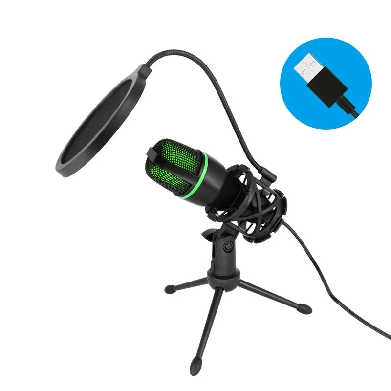 Professional Condenser Microphone USB & 3.5mm Dual Interface for Pc Laptop Streaming Gaming Youtube Podcasts Vocals
