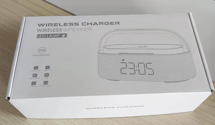 15W Wireless Charger Alarm Clock Bluetooth Speaker LED Smart Digital Clock USB Fast Charger Desktop Clock with Fm Radio