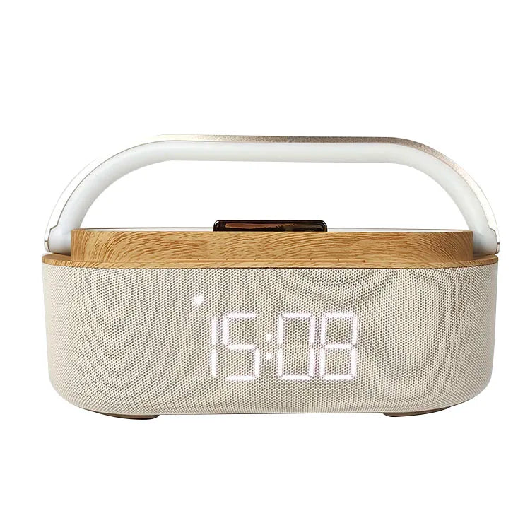 15W Wireless Charger Alarm Clock Bluetooth Speaker LED Smart Digital Clock USB Fast Charger Desktop Clock with Fm Radio
