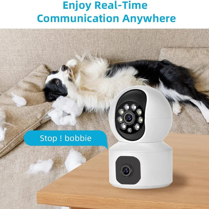 Dual Lens V380 PTZ Indoor Security Camera HD 4MP Night Vision with Two-Way Audio Home Security Baby Monitoring