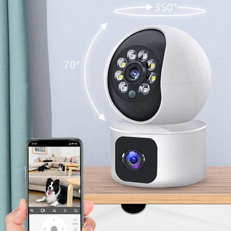 Dual Lens V380 PTZ Indoor Security Camera HD 4MP Night Vision with Two-Way Audio Home Security Baby Monitoring