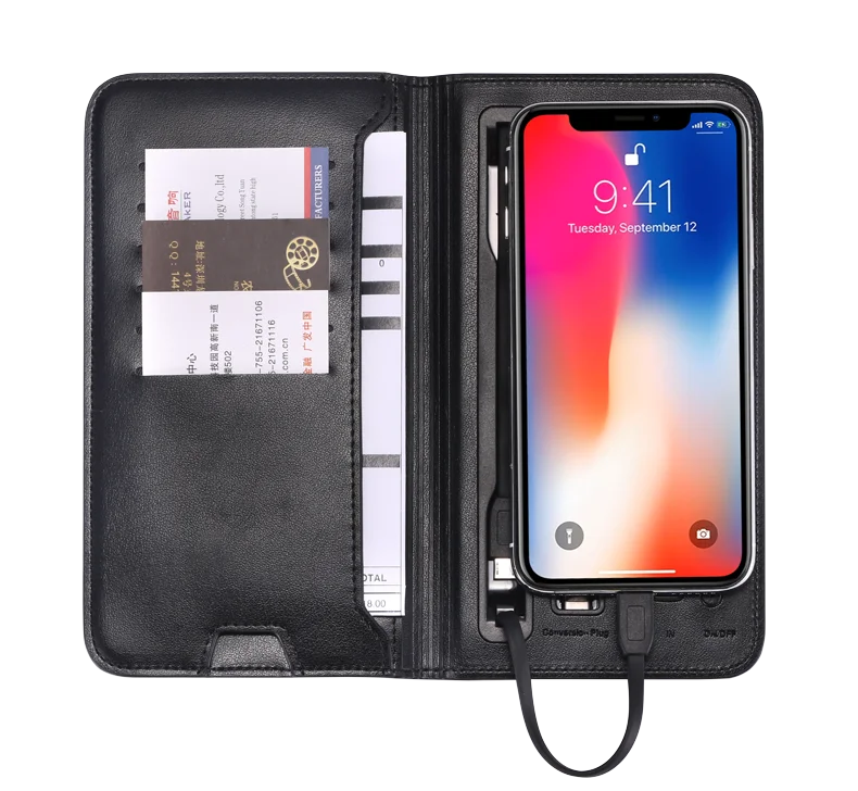 Unique Ideas Christmas Promotional Gifts Portable Wireless Charging Power Bank Wallet with Card Pocket for Men and Women