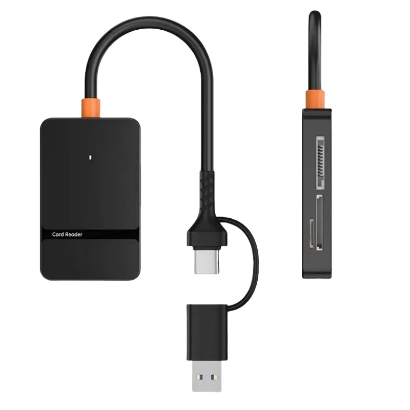 8-in-1 USB 3.0/Type-C Card Reader ABS Material Smart OTG SM Card Mobile Phone Computer Easy External Card Read Black