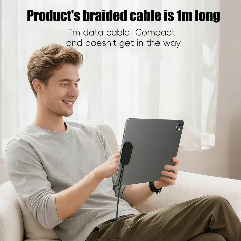 Dropshipping Product Leather Texture 1m Long Strong USB-C Port Magnetic Wireless Charger for Pad 11-inch 12.9 Inch 13 Inch U27