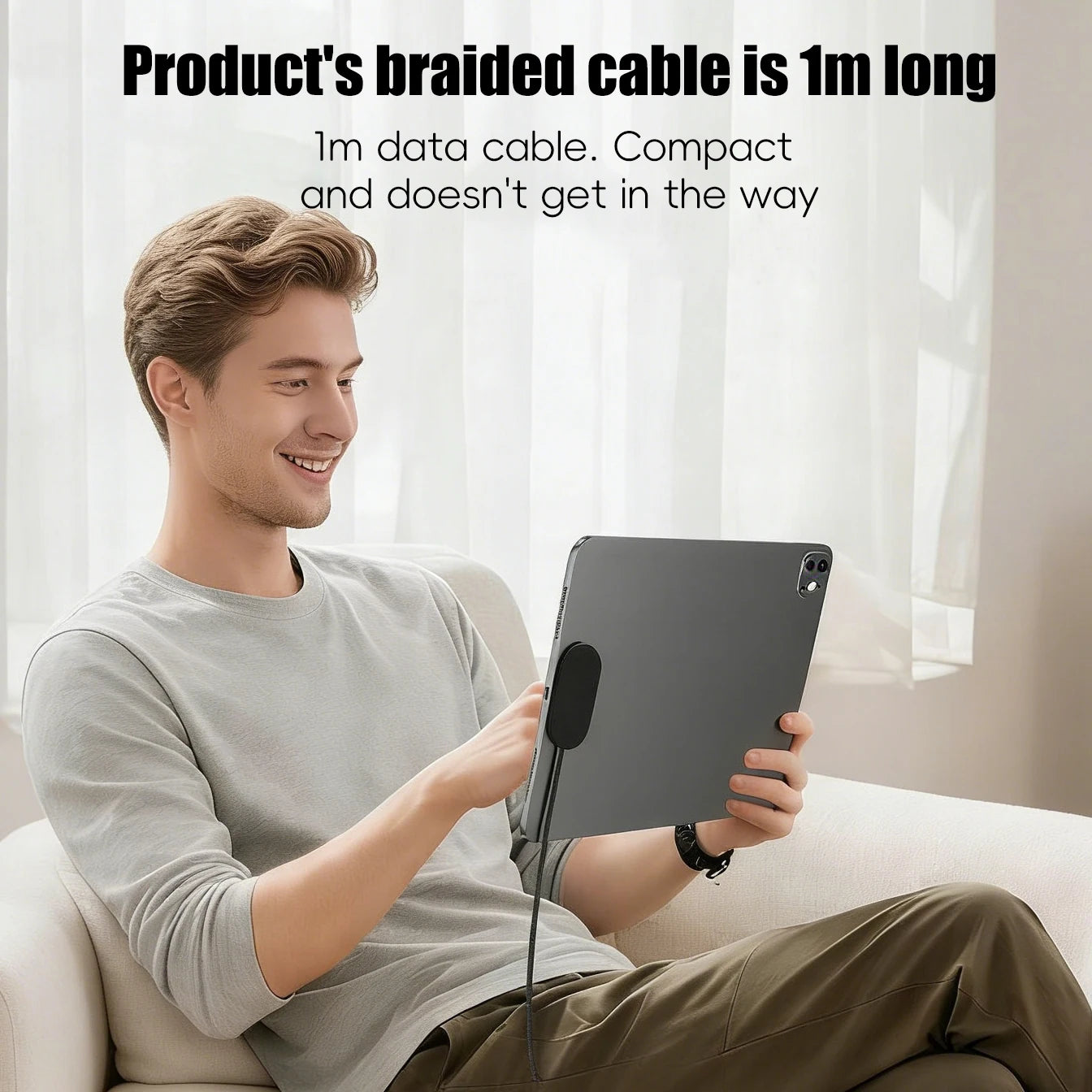 Dropshipping Product Leather Texture 1m Long Strong USB-C Port Magnetic Wireless Charger for Pad 11-inch 12.9 Inch 13 Inch U27