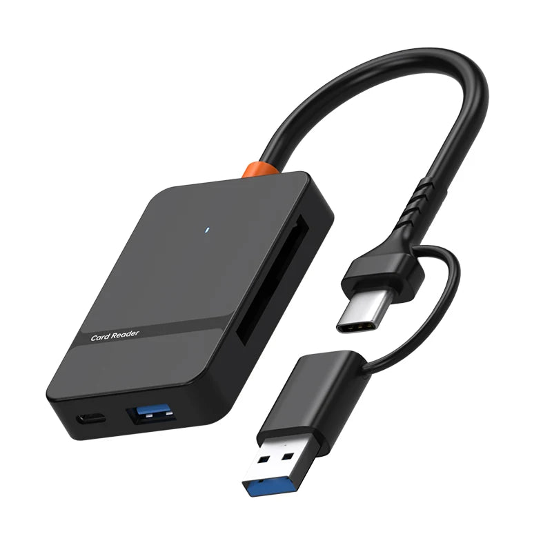 8-in-1 USB 3.0/Type-C Card Reader ABS Material Smart OTG SM Card Mobile Phone Computer Easy External Card Read Black