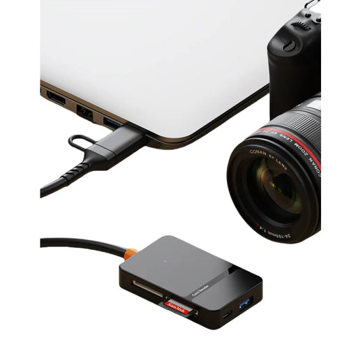 8-in-1 USB 3.0/Type-C Card Reader ABS Material Smart OTG SM Card Mobile Phone Computer Easy External Card Read Black