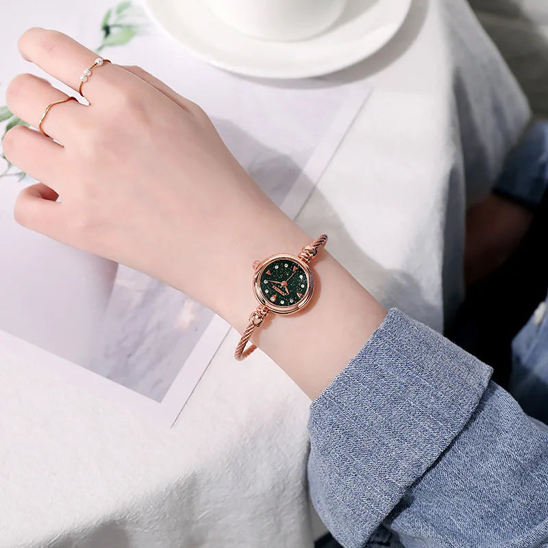 Couple Style Gold Sliver Bracelet Minimalist Wristwatch Fashion Steel Strap Women's Quartz Watch Brand Casual Women's Watcht Set