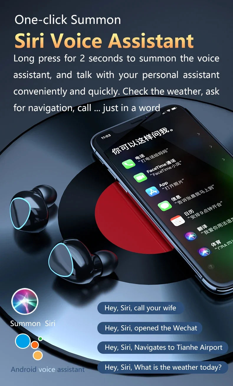 M10 TWS Bluetooth Earphones with Charging Case, 9D Stereo Sound, Waterproof Sports Headphones with Built-in Microphone