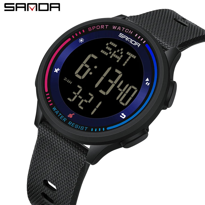 Men's Electronic Watch Large Number Reading time Display Clock Outdoor Sports Stopwatch 50m Waterproof Watch Boys Girls Watches