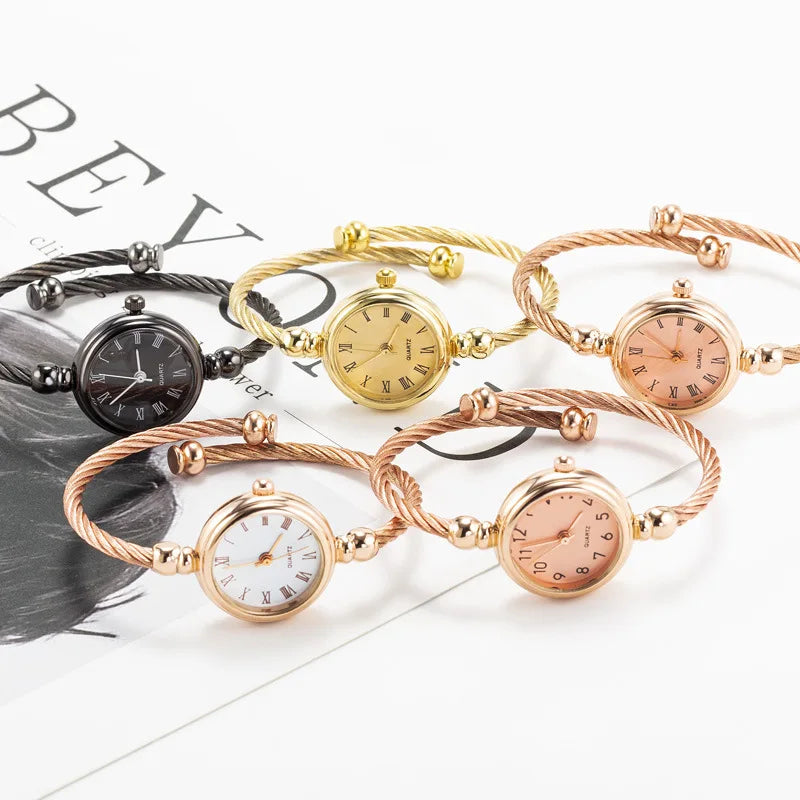 Couple Style Gold Sliver Bracelet Minimalist Wristwatch Fashion Steel Strap Women's Quartz Watch Brand Casual Women's Watcht Set