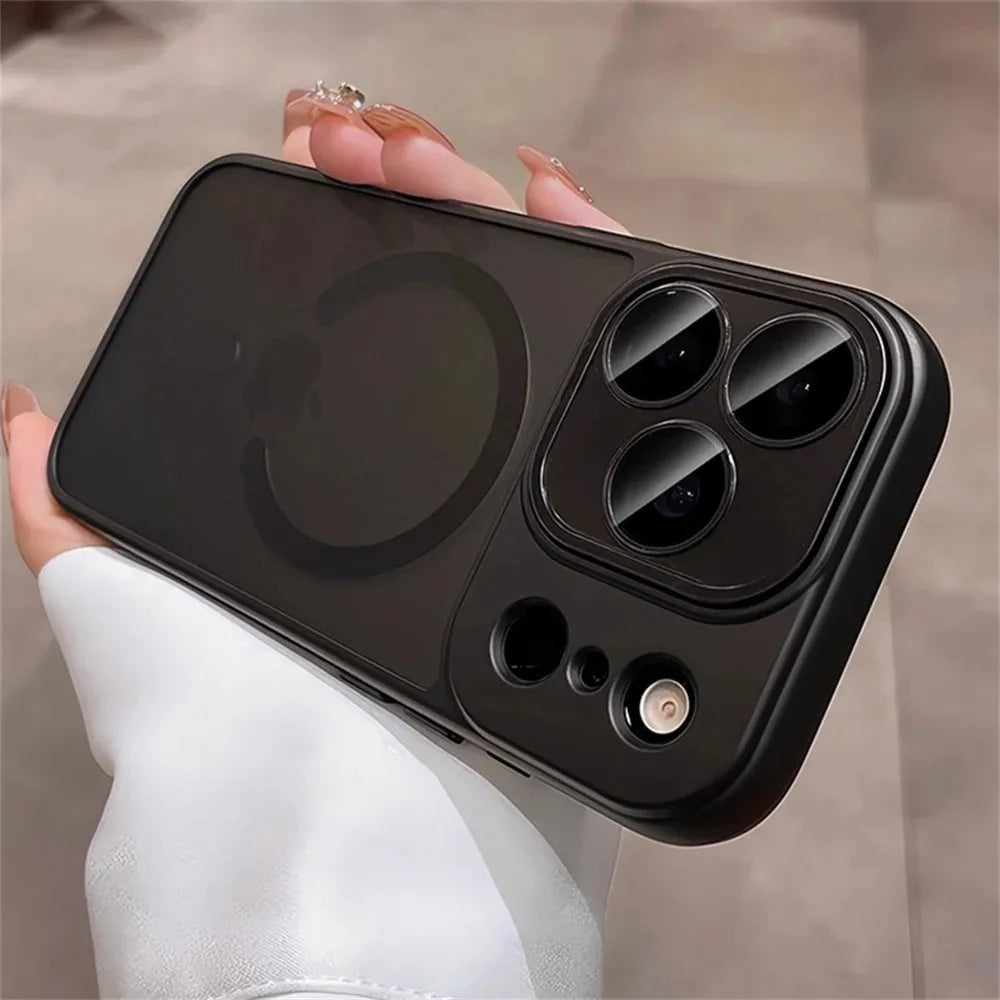 Luxury For Magsafe Matte Transparent Phone Case For iPhone 17 16 15 14 13 12 11 Pro Max Lens Protection Wireless Charging Cover