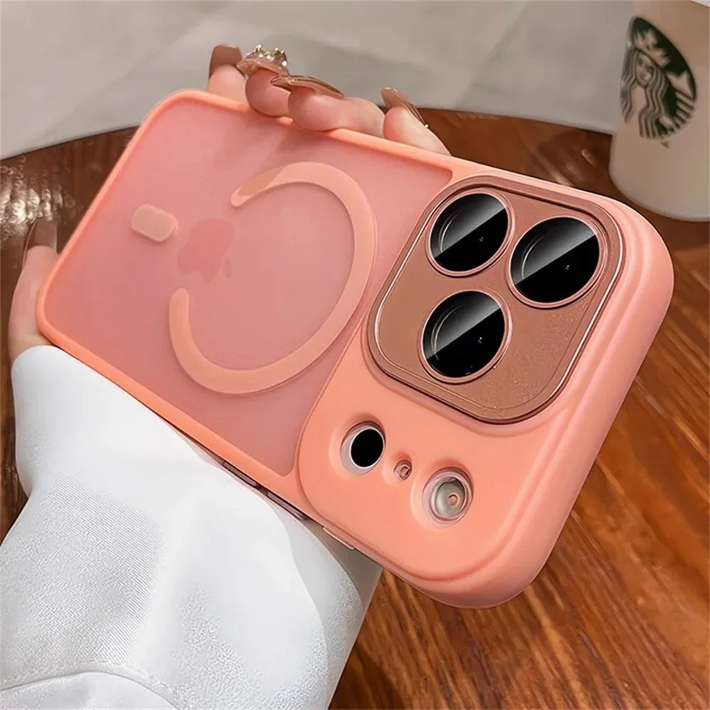 Luxury For Magsafe Matte Transparent Phone Case For iPhone 17 16 15 14 13 12 11 Pro Max Lens Protection Wireless Charging Cover