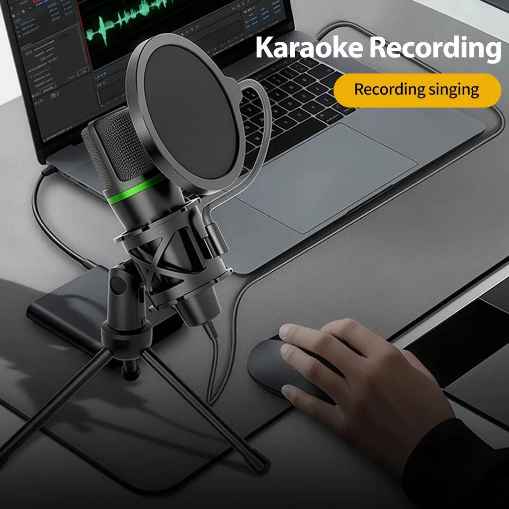 Professional Condenser Microphone USB & 3.5mm Dual Interface for Pc Laptop Streaming Gaming Youtube Podcasts Vocals