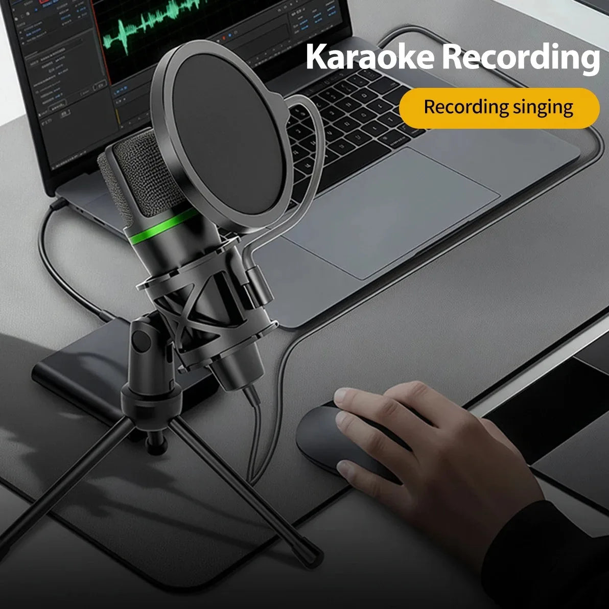 Professional Condenser Microphone USB & 3.5mm Dual Interface for Pc Laptop Streaming Gaming Youtube Podcasts Vocals
