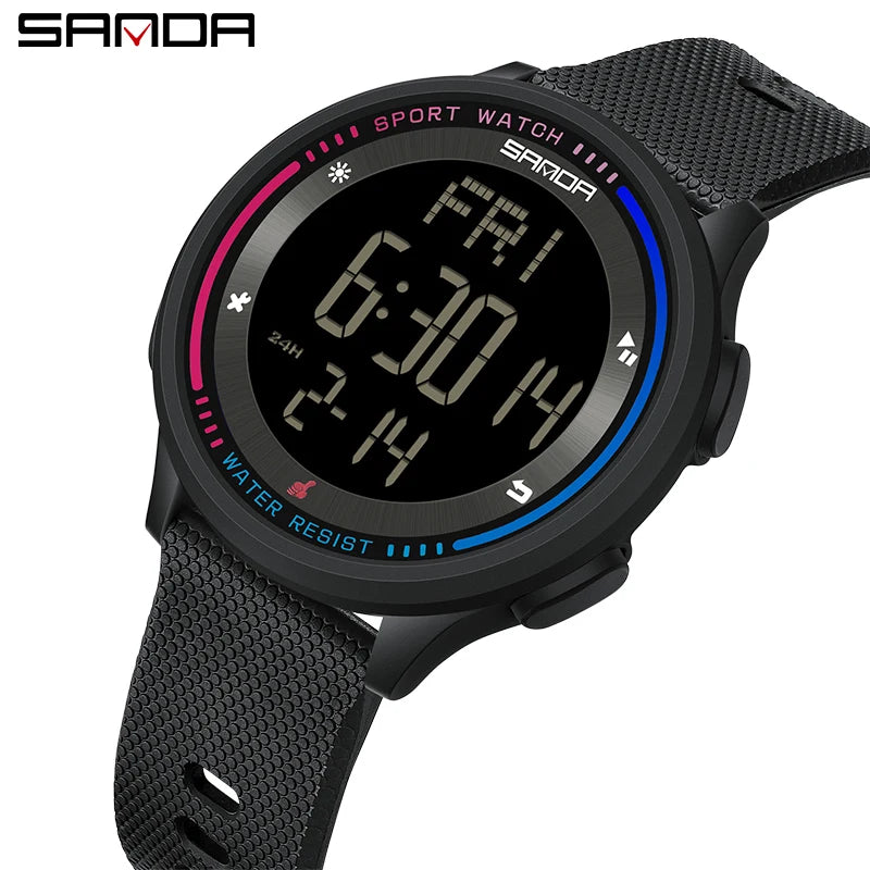 Men's Electronic Watch Large Number Reading time Display Clock Outdoor Sports Stopwatch 50m Waterproof Watch Boys Girls Watches