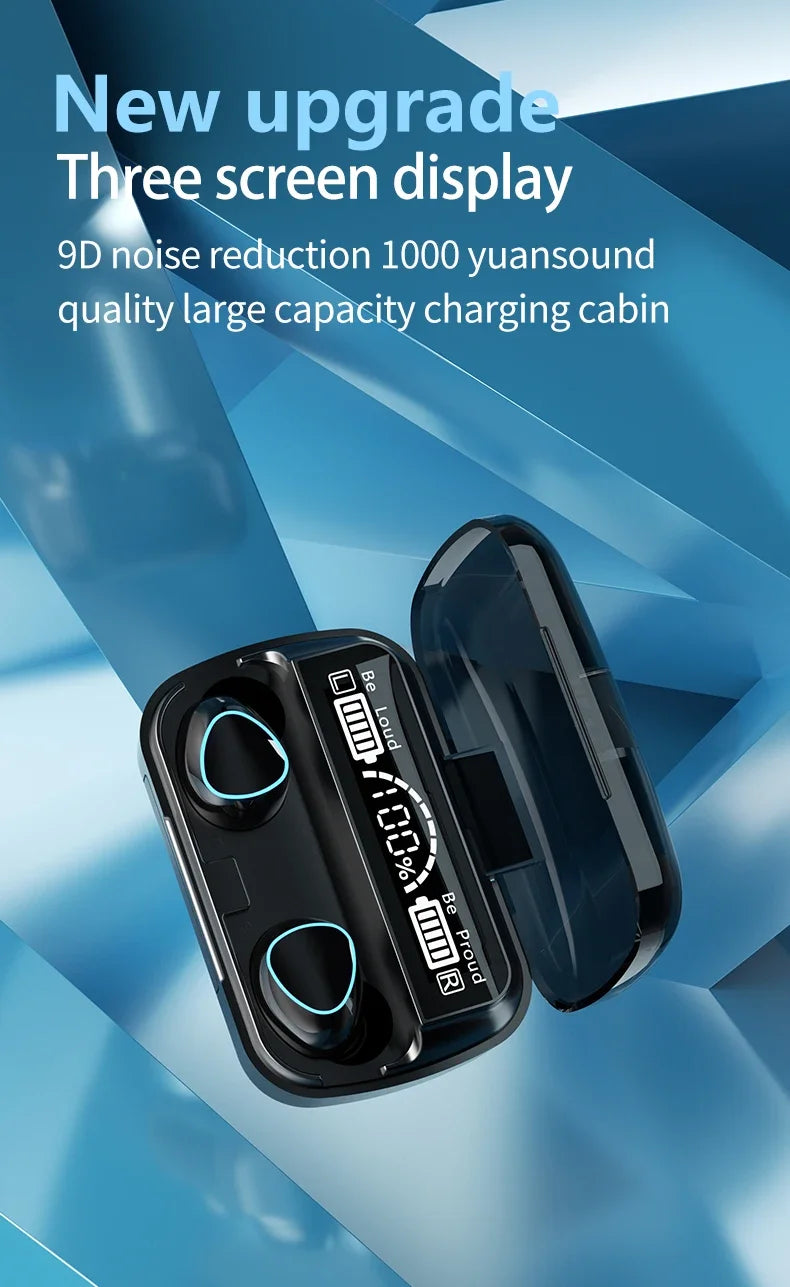 M10 TWS Bluetooth Earphones with Charging Case, 9D Stereo Sound, Waterproof Sports Headphones with Built-in Microphone