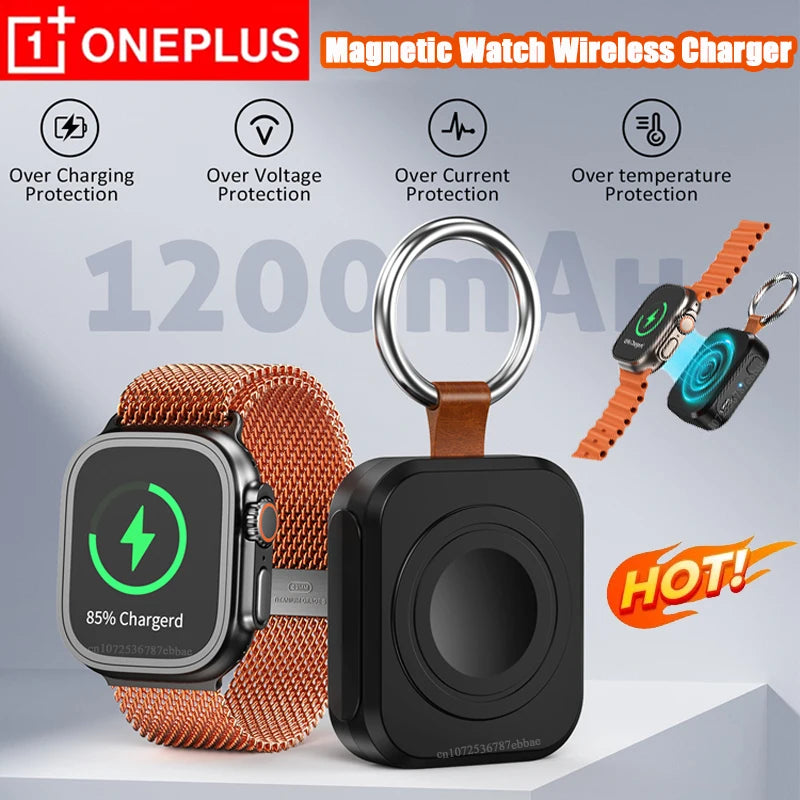 OnePlus Mini Magnetic Watch Wireless Charger For IWatch Portable Power Bank Charging For Watch 10 9 8 7 6 5 Se Ultra Series