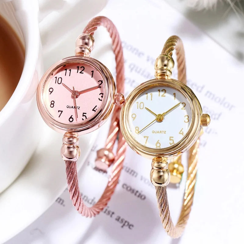 Couple Style Gold Sliver Bracelet Minimalist Wristwatch Fashion Steel Strap Women's Quartz Watch Brand Casual Women's Watcht Set