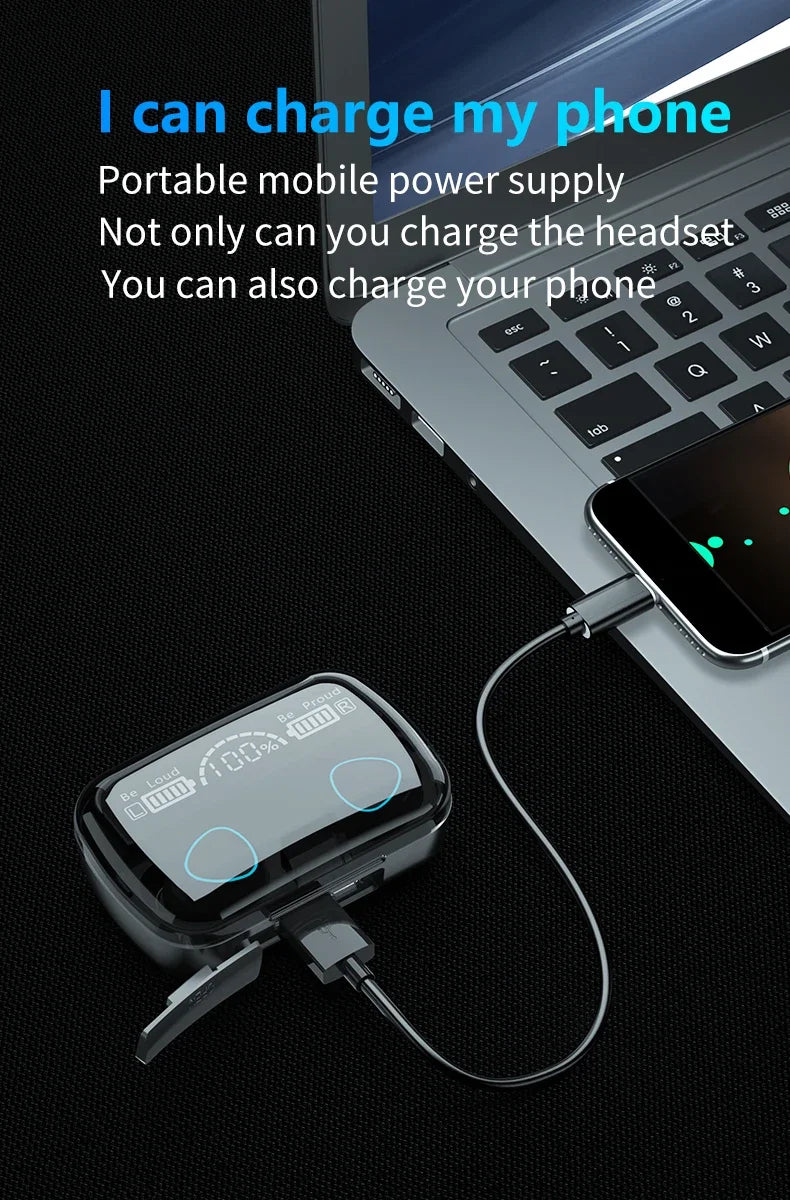 M10 TWS Bluetooth Earphones with Charging Case, 9D Stereo Sound, Waterproof Sports Headphones with Built-in Microphone