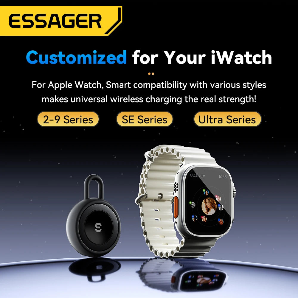 Essager USB C Wireless Charger for Apple IWatch 9 8 SE Ultra Protable Magnetic Charger Charging Dock Station Type C Watch Charge