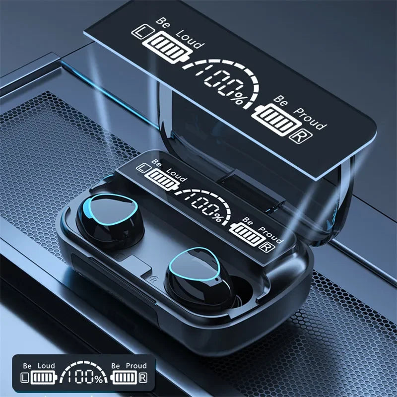 M10 TWS Bluetooth Earphones with Charging Case, 9D Stereo Sound, Waterproof Sports Headphones with Built-in Microphone