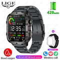 LIGE New Military Smart Watch Men Outdoor Sports 3ATM Waterproof  Blood Oxygen Bluetooth Call Watches Men Smartwatch For Android