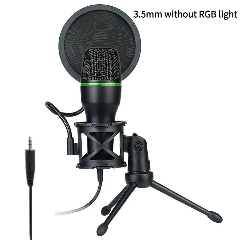 Professional Condenser Microphone USB & 3.5mm Dual Interface for Pc Laptop Streaming Gaming Youtube Podcasts Vocals