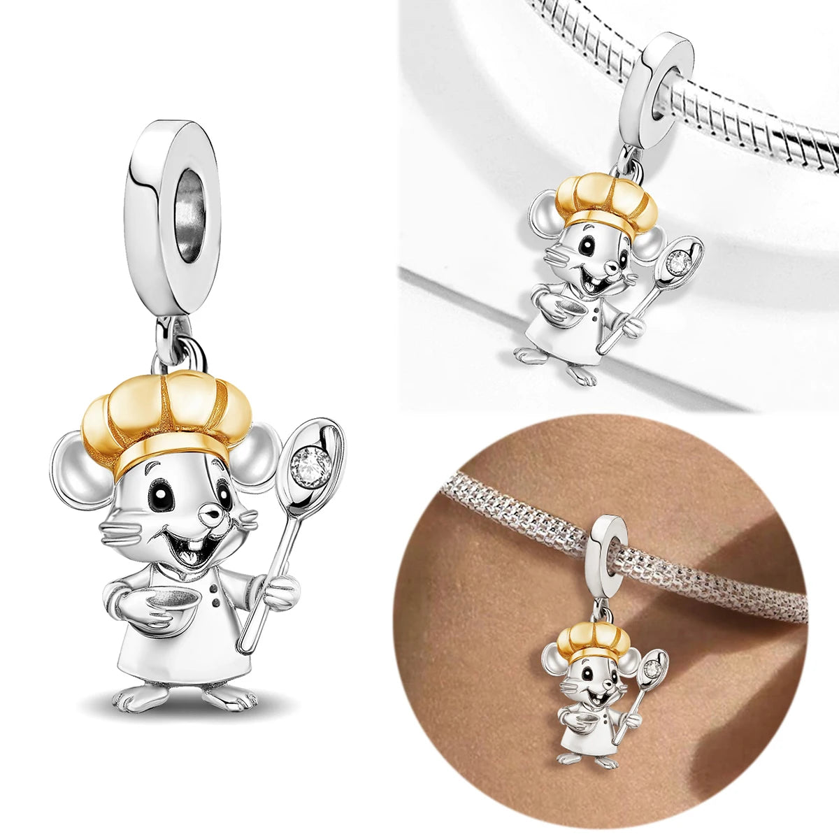 925 Sterling Silver Sunglasses Duck Puppy Cooking Mouse Bead Diy Bracelet Bangle Making Gift Of High Quality Fine Jewelry