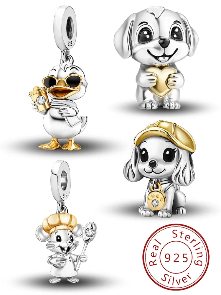 925 Sterling Silver Sunglasses Duck Puppy Cooking Mouse Bead Diy Bracelet Bangle Making Gift Of High Quality Fine Jewelry