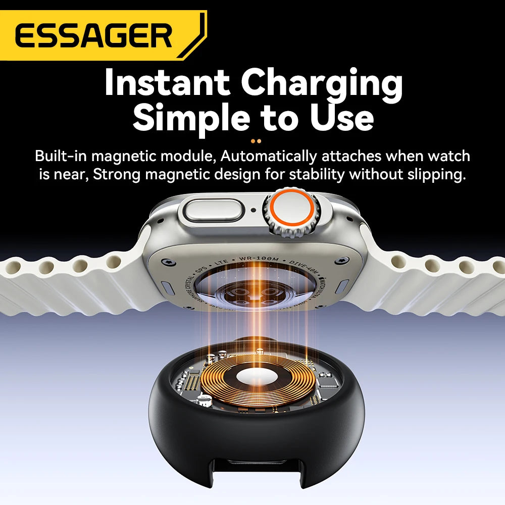 Essager USB C Wireless Charger for Apple IWatch 9 8 SE Ultra Protable Magnetic Charger Charging Dock Station Type C Watch Charge