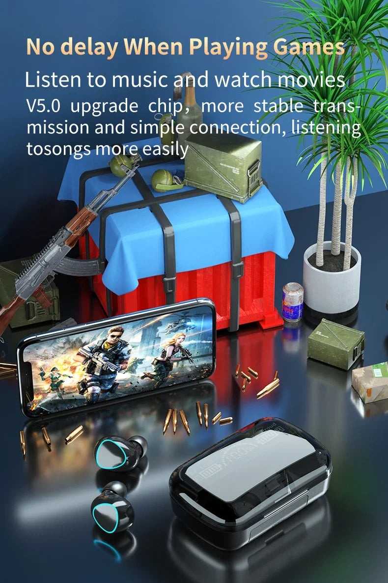 M10 TWS Bluetooth Earphones with Charging Case, 9D Stereo Sound, Waterproof Sports Headphones with Built-in Microphone