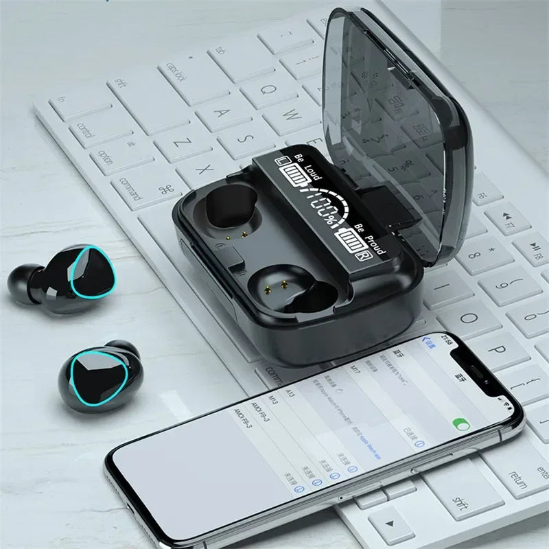 M10 TWS Bluetooth Earphones with Charging Case, 9D Stereo Sound, Waterproof Sports Headphones with Built-in Microphone