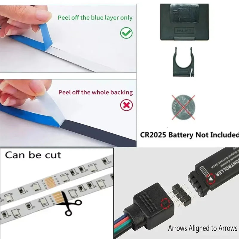 RGB LED Strip Light 24Key Remote Control Flexible Lamp Tape 2835 SMD Diode Ribbon TV Backlight For Home Christmas Party Decor