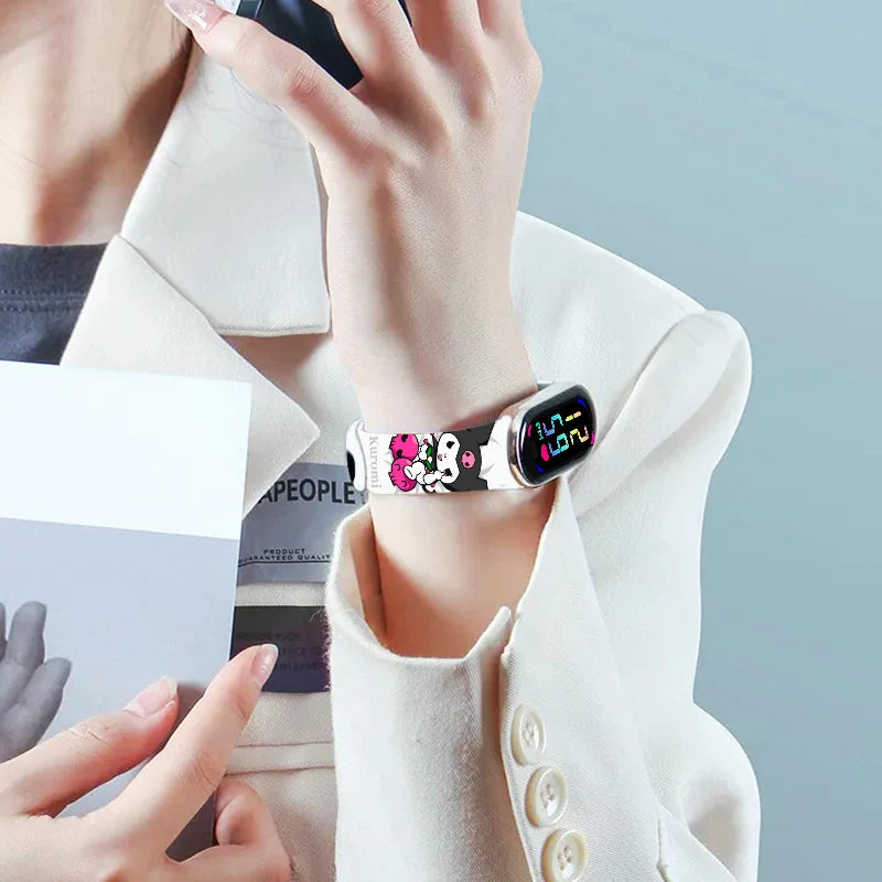 New Kuromi Girls Watches for Kids Sport Wristband Touch Bracelet Waterproof Children Digital Watch Women Clock relogio montre