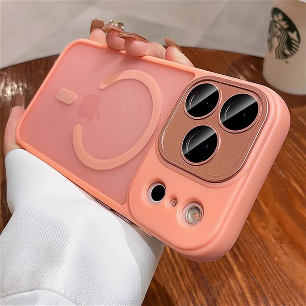 Luxury For Magsafe Matte Transparent Phone Case For iPhone 17 16 15 14 13 12 11 Pro Max Lens Protection Wireless Charging Cover