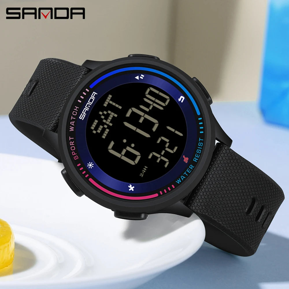 Men's Electronic Watch Large Number Reading time Display Clock Outdoor Sports Stopwatch 50m Waterproof Watch Boys Girls Watches