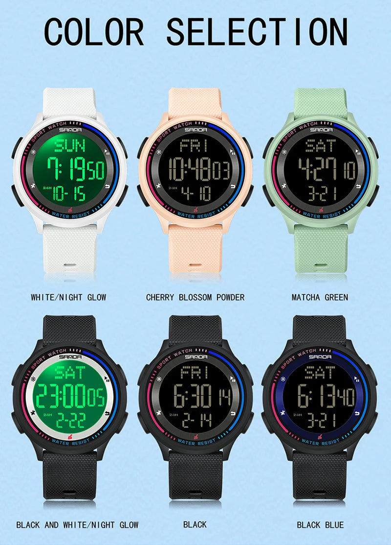 Men's Electronic Watch Large Number Reading time Display Clock Outdoor Sports Stopwatch 50m Waterproof Watch Boys Girls Watches