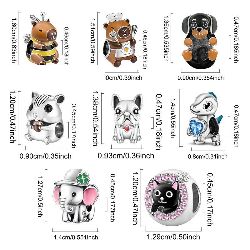 925 Sterling Silver Sunglasses Duck Puppy Cooking Mouse Bead Diy Bracelet Bangle Making Gift Of High Quality Fine Jewelry