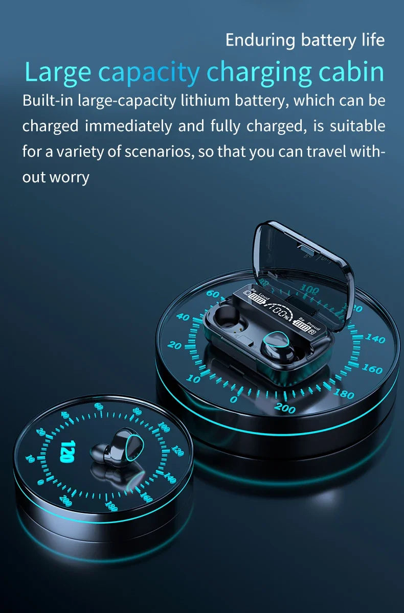 M10 TWS Bluetooth Earphones with Charging Case, 9D Stereo Sound, Waterproof Sports Headphones with Built-in Microphone