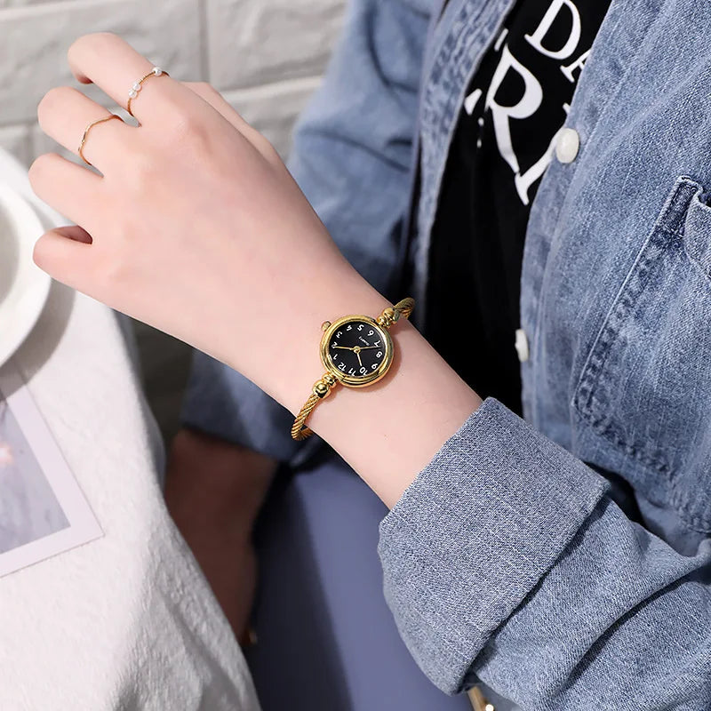 Couple Style Gold Sliver Bracelet Minimalist Wristwatch Fashion Steel Strap Women's Quartz Watch Brand Casual Women's Watcht Set