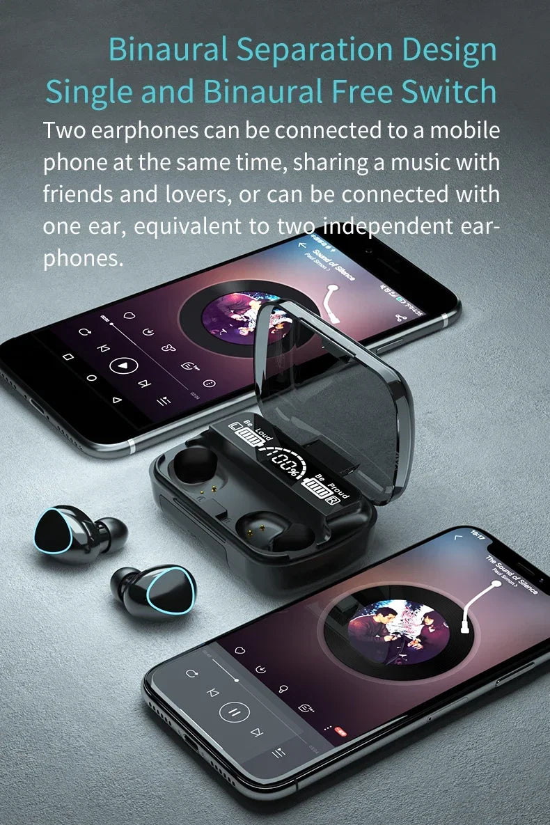 M10 TWS Bluetooth Earphones with Charging Case, 9D Stereo Sound, Waterproof Sports Headphones with Built-in Microphone
