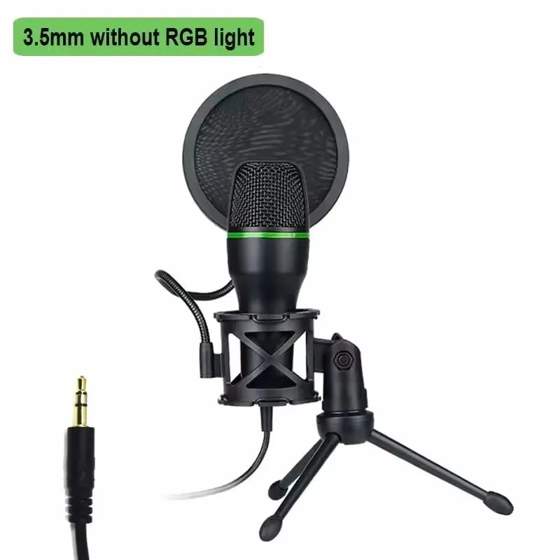 Professional Condenser Microphone USB & 3.5mm Dual Interface for Pc Laptop Streaming Gaming Youtube Podcasts Vocals