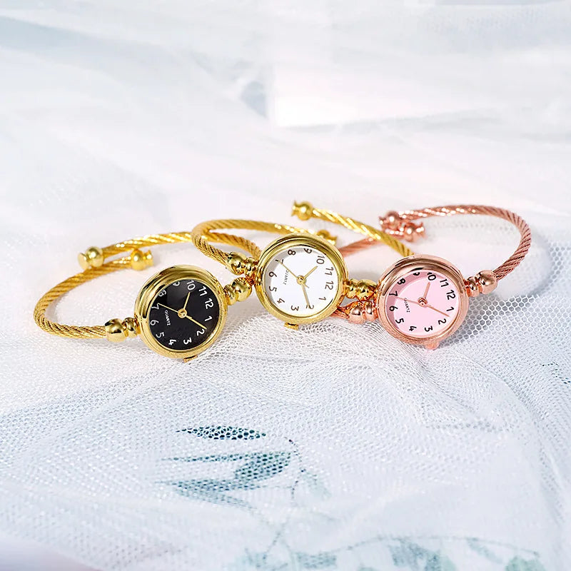 Couple Style Gold Sliver Bracelet Minimalist Wristwatch Fashion Steel Strap Women's Quartz Watch Brand Casual Women's Watcht Set