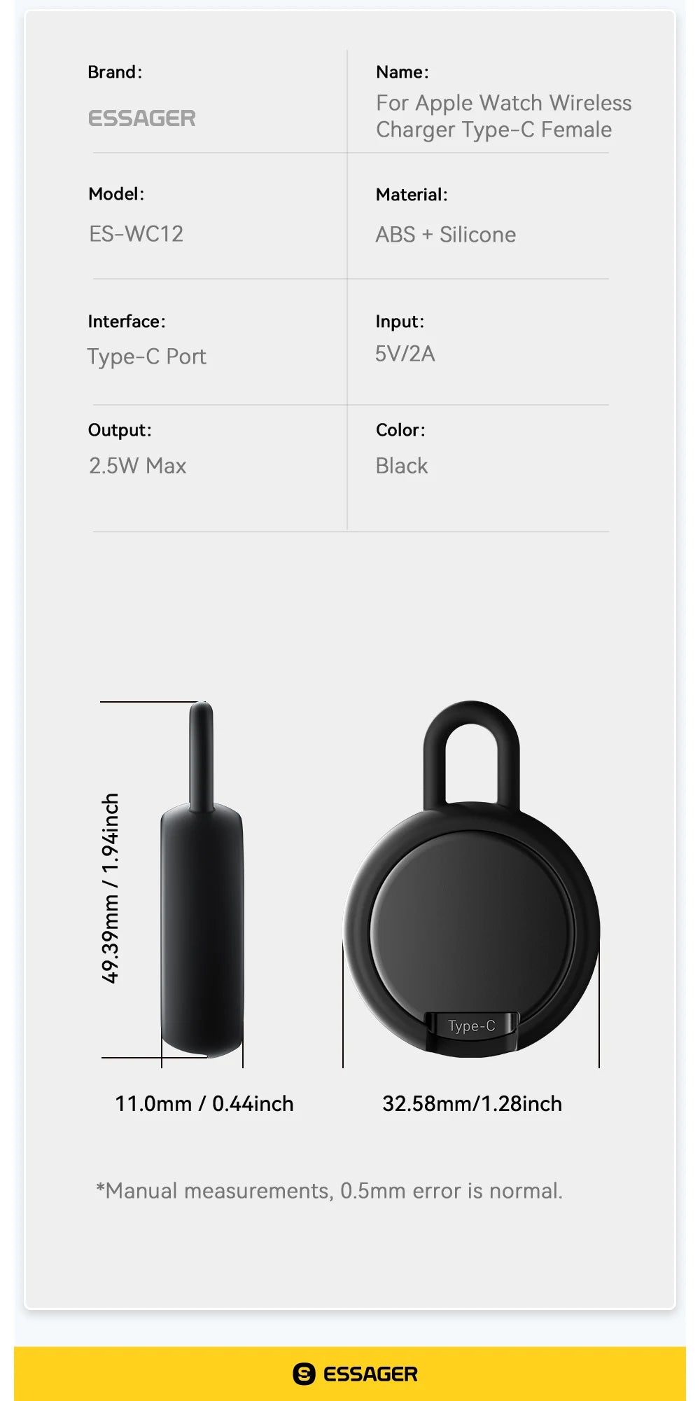 Essager USB C Wireless Charger for Apple IWatch 9 8 SE Ultra Protable Magnetic Charger Charging Dock Station Type C Watch Charge