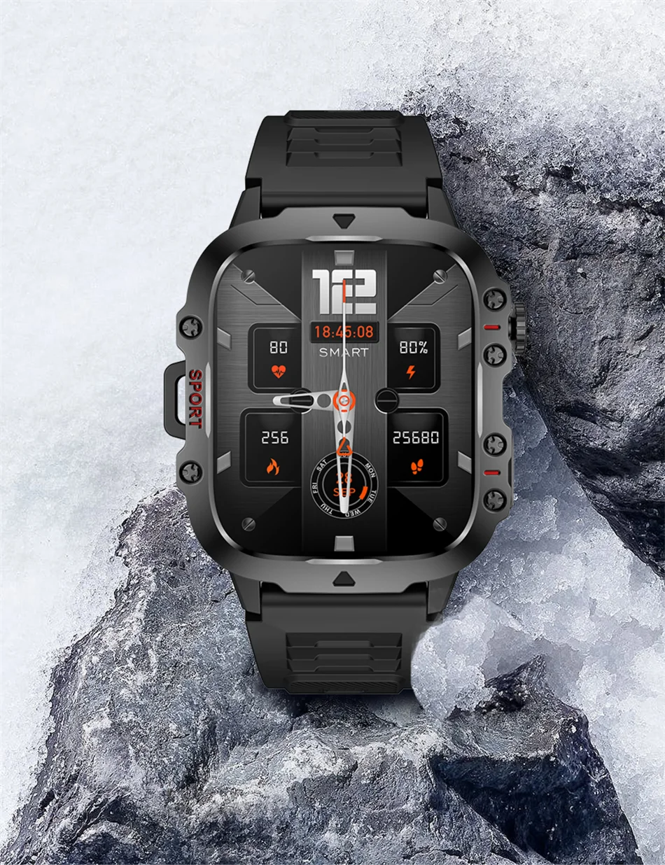 LIGE New Military Smart Watch Men Outdoor Sports 3ATM Waterproof  Blood Oxygen Bluetooth Call Watches Men Smartwatch For Android