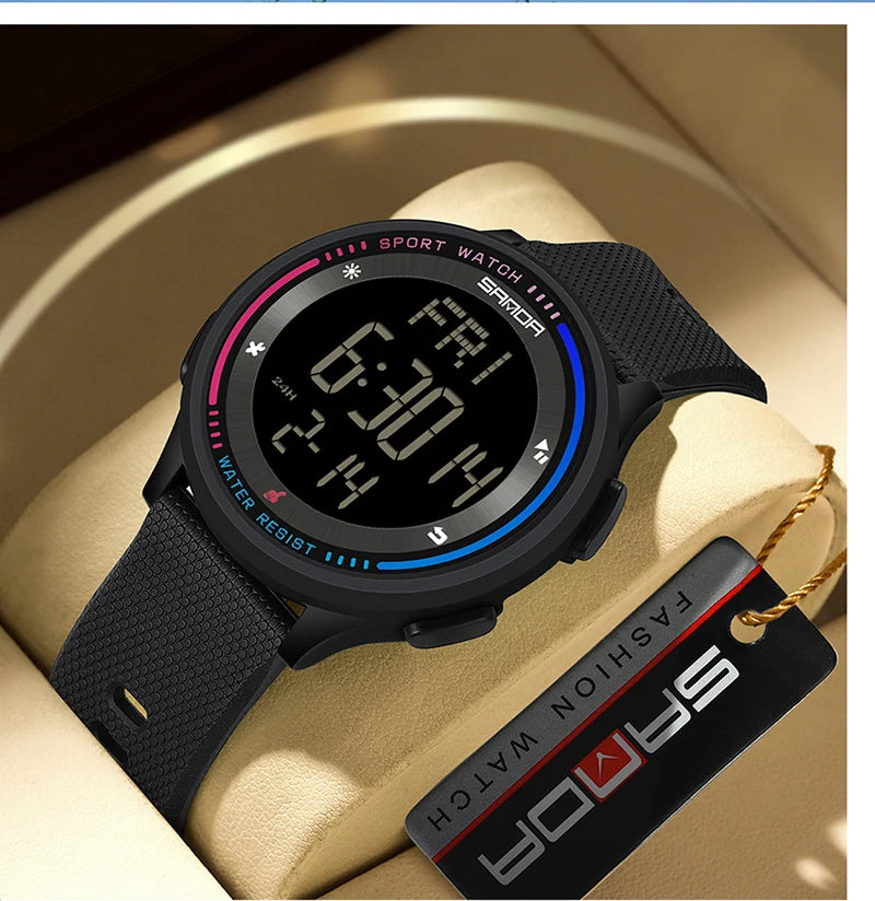 Men's Electronic Watch Large Number Reading time Display Clock Outdoor Sports Stopwatch 50m Waterproof Watch Boys Girls Watches