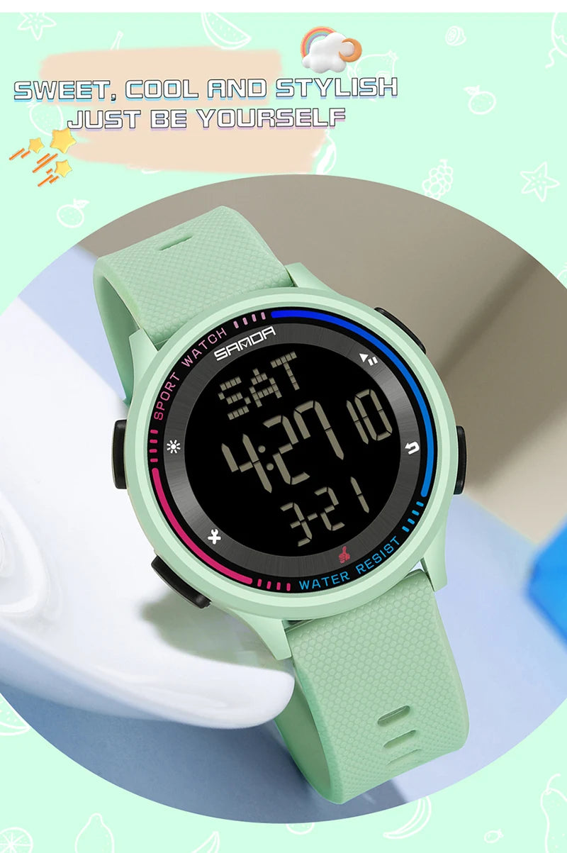 Men's Electronic Watch Large Number Reading time Display Clock Outdoor Sports Stopwatch 50m Waterproof Watch Boys Girls Watches